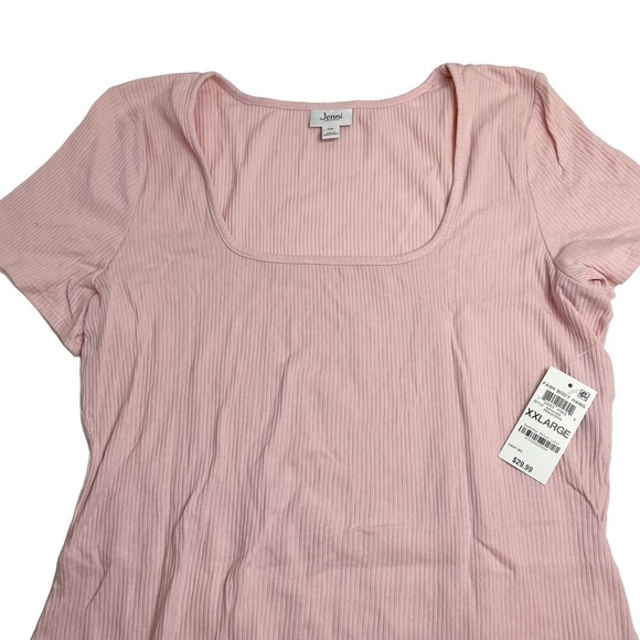 Jenni Square Neck Ribbed Bodysuit Peach Skin Light Pink XXL New - Picture 3 of 8